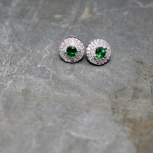 Green Round Earrings