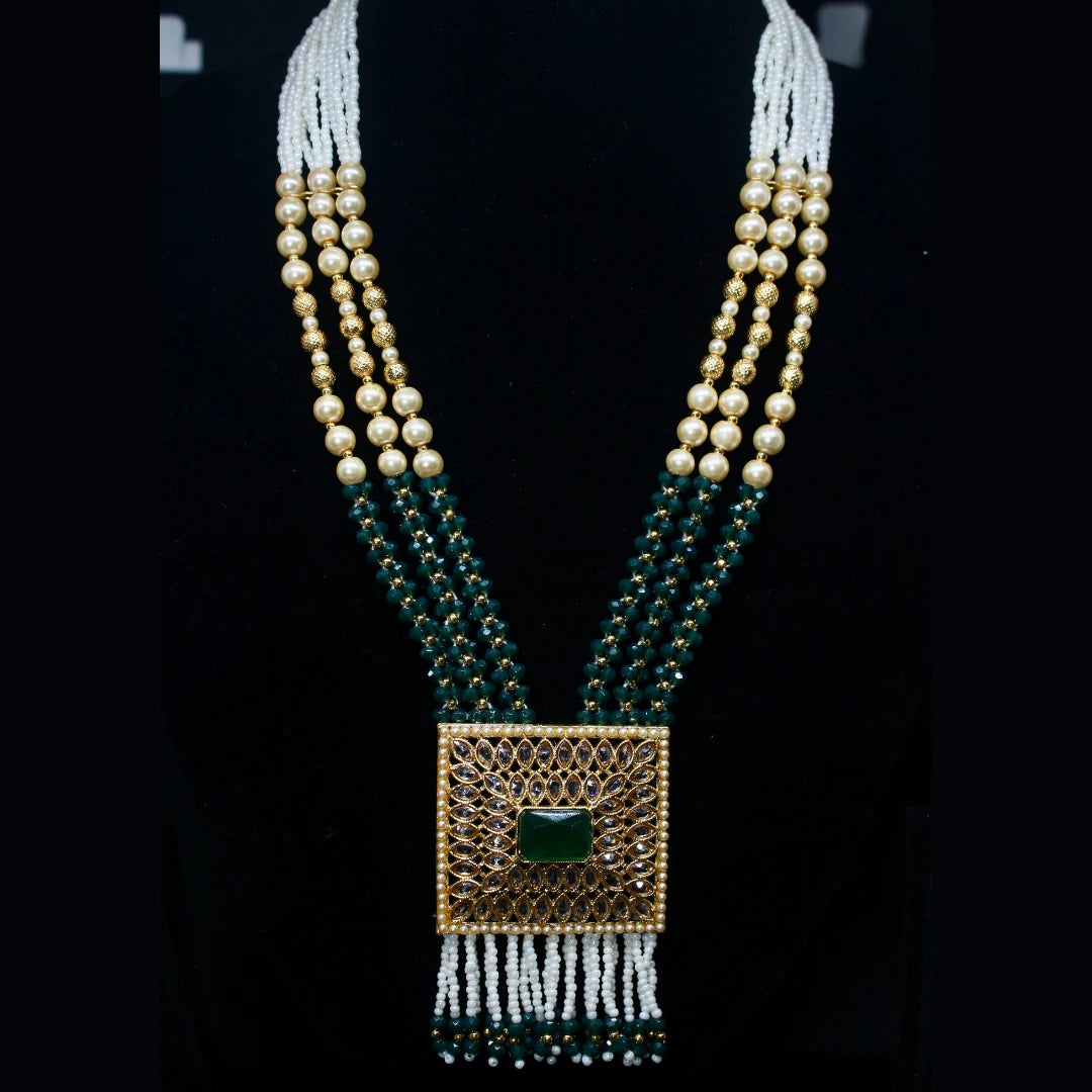Regal Ruby Green Long Necklace